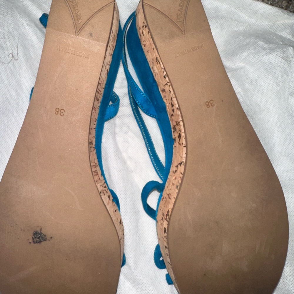 Prada Blue Suede Wedge Sandals - Picture 3 of 4